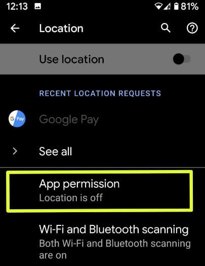 Como alterar a permissão de localização Android 10