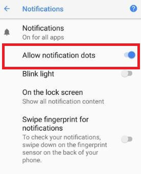 Configurações de notificações do Android Oreo