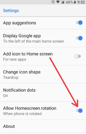 Como ativar a rotação da tela inicial no Android 8.1 Oreo