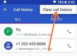 Limpar histórico de chamadas no Android 8.1 Oreo