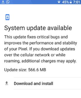 Atualização do Android 8.1 Oreo OTA para Google Pixel e Pixel XL