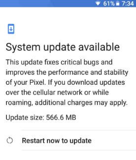 Atualização do sistema OTA para Pixel 2 disponível para Android 8.1 Oreo