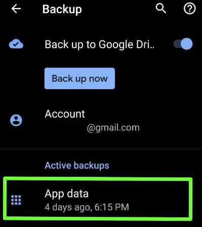 Desativar backup de aplicativos no Android 9 Pie