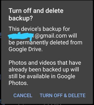 Desative o backup do Google Drive no Android Pie 9