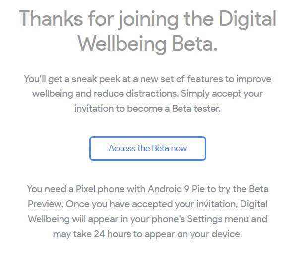 Bem-estar digital beta para android Pie 9.0