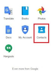 Clique em Contatos na conta do Google