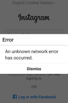 Ocorreu um erro de rede desconhecido no Instagram Android