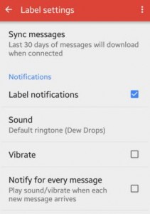 Definir notificações de rótulo do Gmail para Android