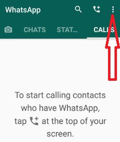 Toque mais para o telefone de configurações do WhatsApp