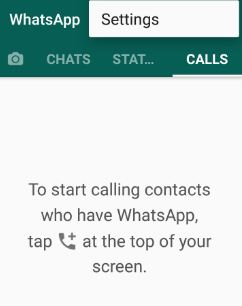 Configurações no aplicativo WhatsApp, telefone Android