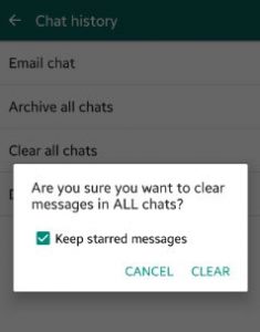 limpar todo o bate-papo do WhatsApp para Android