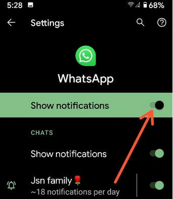 Como desativar notificações do WhatsApp no ​​Android