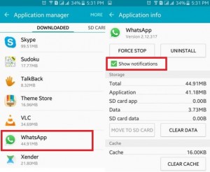 Toque em WhatsApp para mostrar a notificação