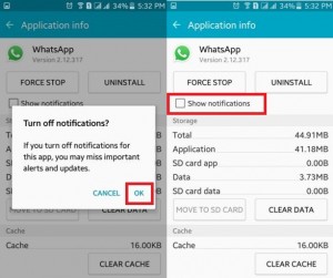 Como desativar as notificações do WhatsApp no ​​Android Lollipop (5.1.1)