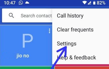 Configurações do aplicativo do telefone no Google Pixel 2