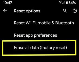 Redefinir para a configuração original do Pixel 2 e Pixel 2 XL