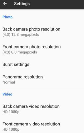 Configurações de resolução de fotos e vídeos do Google Pixel