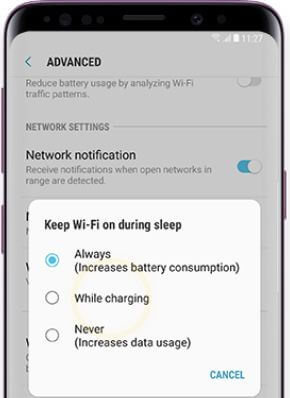 Como configurar o Keep WiFi On durante o sono Samsung Galaxy S9 e S9 Plus