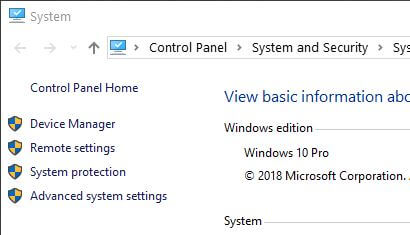 Configurações avançadas do sistema no PC com Windows 10