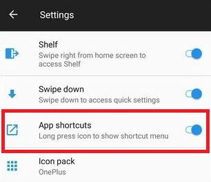 Como desativar atalhos de aplicativos no OnePlus 5